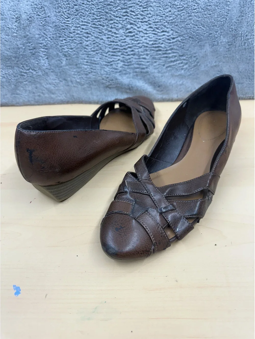 Lifestride Faux Leather Woven Flats Comfortable Casual Shoes
